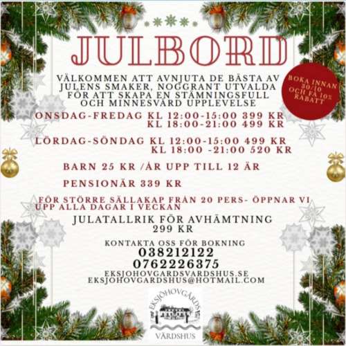 JULBORD 2026 Eksjöhovgårdshus wärdshus